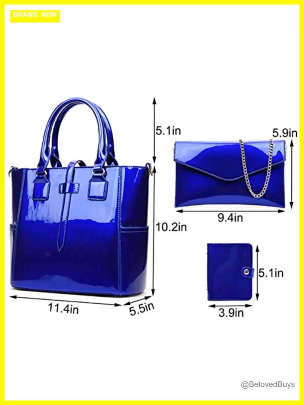 3-Piece Faux Leather Tote, Crossbody, Card Bag Set